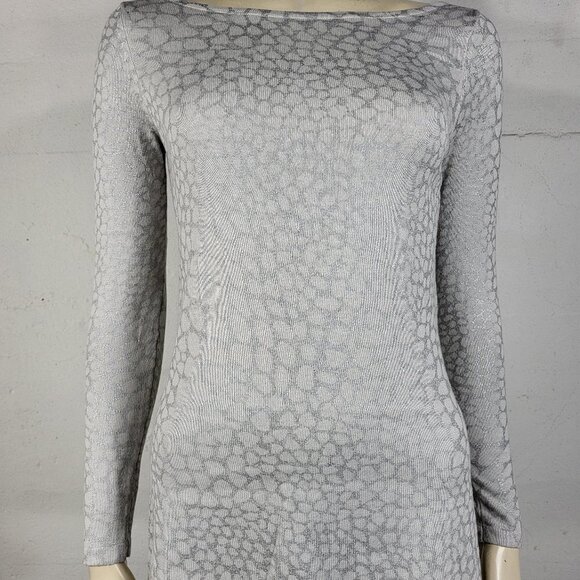 Cache gray silver animal print polka dot lightweight sweater knit top ladies XS - Picture 1 of 7